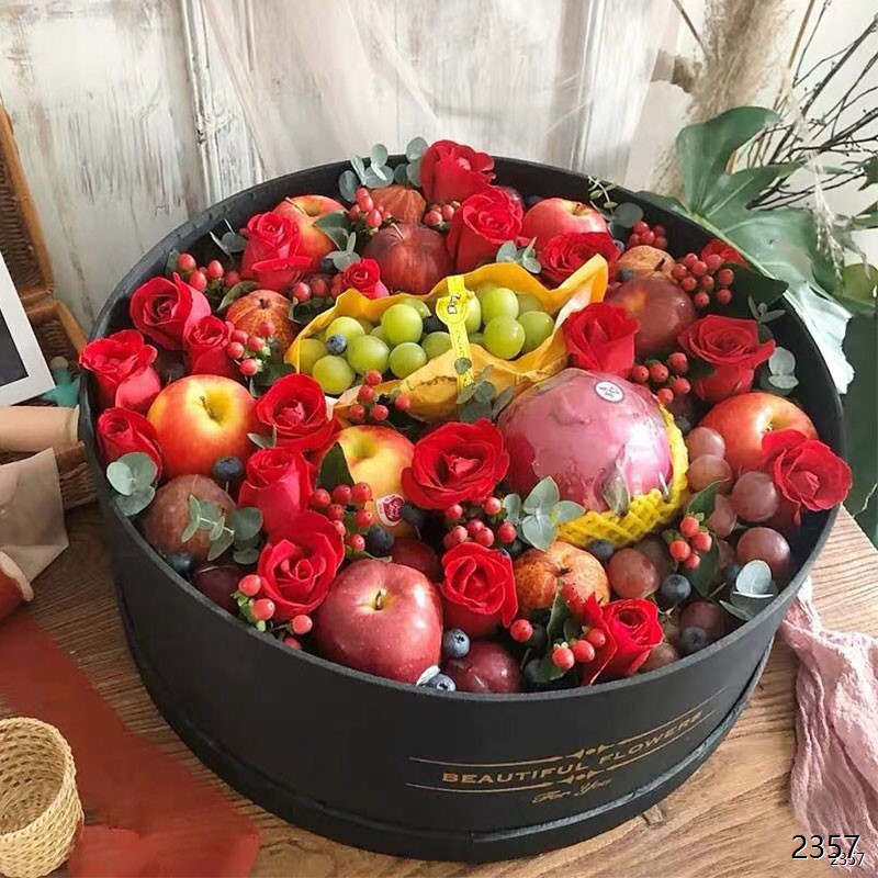 圆形玫瑰水果礼盒